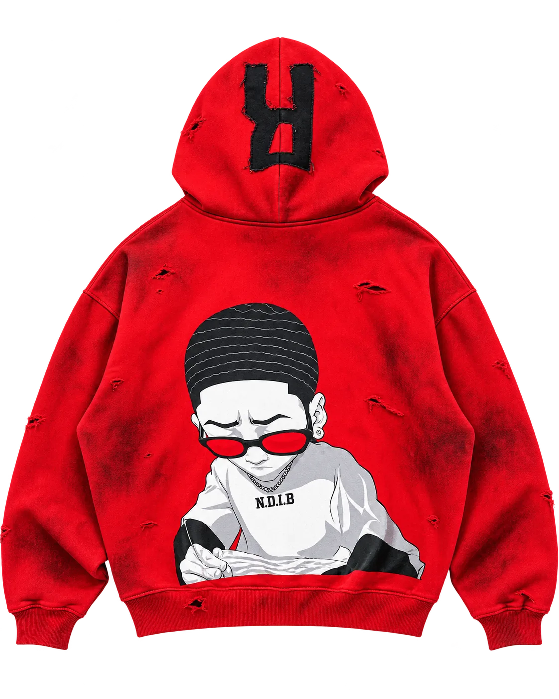 NDIB Hoodie – Red, back